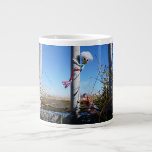 Fubby fantasie, op de vlucht voor een dier. grote koffiekop