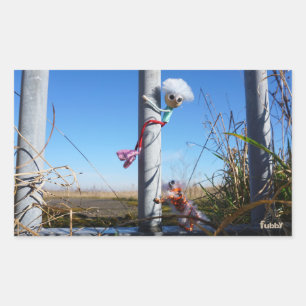Fubby fantasie, op de vlucht voor een dier. rechthoekige sticker