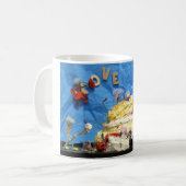 Fubby feest met taart en bruidspaar. koffiemok (Voorkant links)