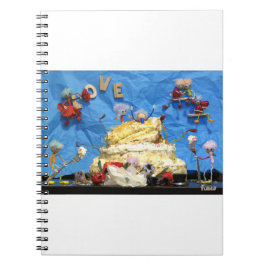 Fubby feest met taart en bruidspaar. notitieboek