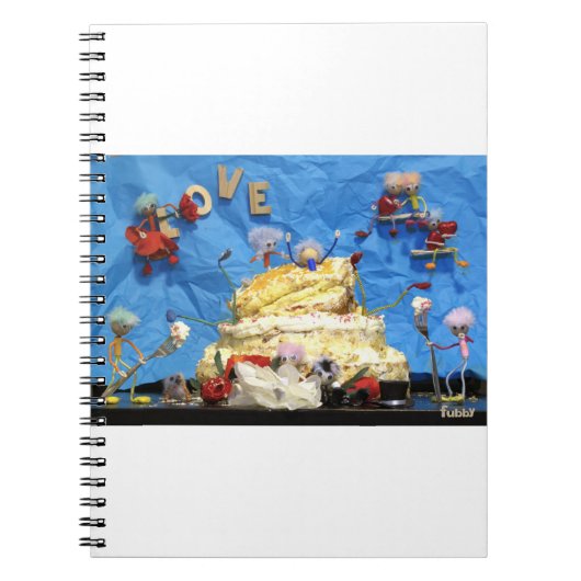 Fubby feest met taart en bruidspaar. notitieboek (Voorkant)
