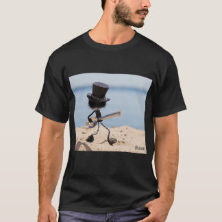 Fubby gitarist met look alike Slash hoed. T-shirt