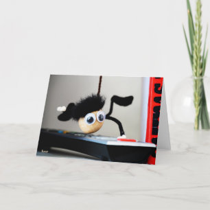 Fubby hangend als de scene van Tom Cruise. Bedankkaart