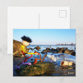 Fubby met flessenpost aan de kust. briefkaart (Voorkant / Achterkant)