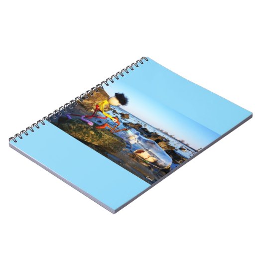 Fubby met flessenpost aan de kust. notitieboek (Linkerzijde)