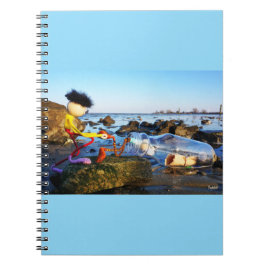 Fubby met flessenpost aan de kust. notitieboek