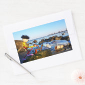 Fubby met flessenpost aan de kust. rechthoekige sticker (Envelop)