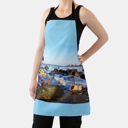 Fubby met flessenpost aan de kust. schort (Insitu)