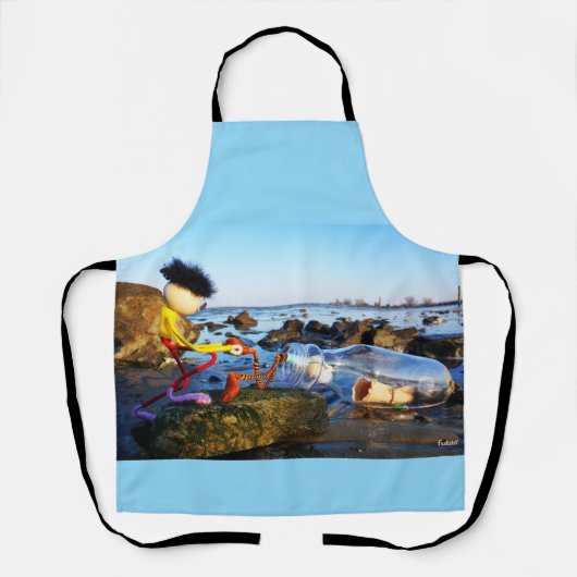 Fubby met flessenpost aan de kust. schort (Voorkant)