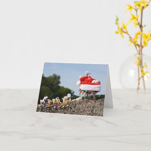 Fubby met kerstmuts avontuur. kaart (Gele Bloem)