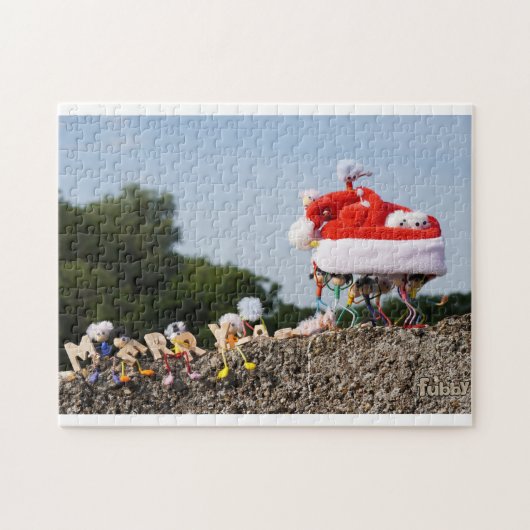 Fubby met kerstmuts avontuur. legpuzzel (Horizontaal)