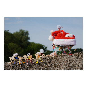 Fubby met kerstmuts avontuur. perfect poster