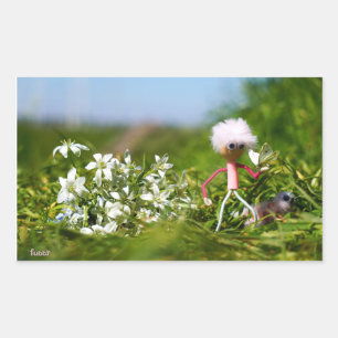 Fubby met Vlinder in een zomers landschap. Rechthoekige Sticker