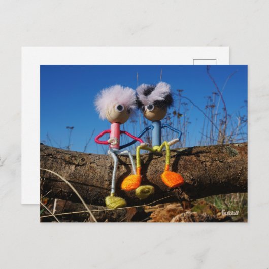 Fubby paartje dat romantisch verliefd zitten. briefkaart (Voorkant / Achterkant)