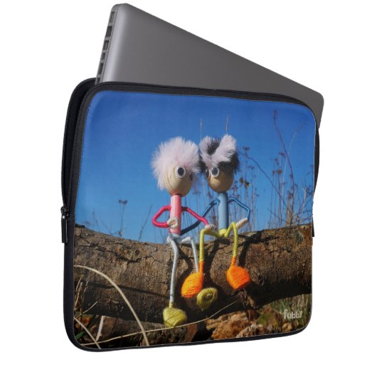 Fubby paartje dat romantisch verliefd zitten. laptop sleeve (Voorkant Rechts)