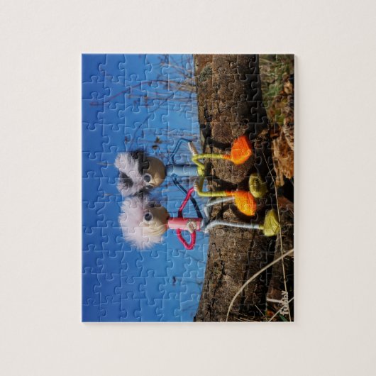 Fubby paartje dat romantisch verliefd zitten. legpuzzel (Verticaal)