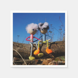 Fubby paartje dat romantisch verliefd zitten. servet