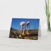 Fubby paartje dat samen op een boomstam zit. bedankkaart (Voorkant)