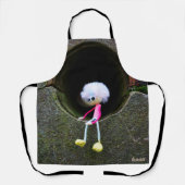 Fubby poppetje dat in een muur zit. schort (Voorkant)