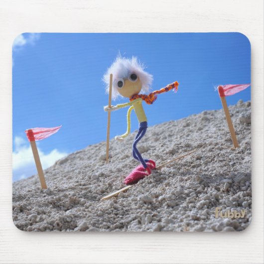 Fubby poppetje die aan het skiën is. muismat (Voorkant)