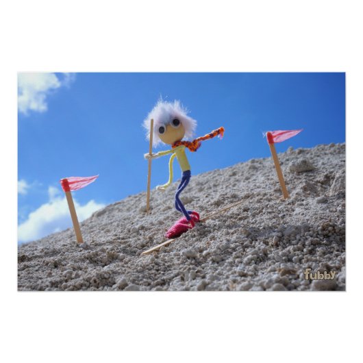 Fubby poppetje die aan het skiën is. perfect poster (Voorkant)