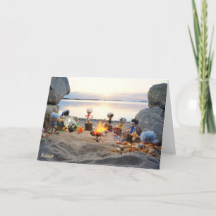 Fubby Poppetjes bij kampvuur gezellig samen zitten Bedankkaart