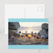 Fubby Poppetjes bij kampvuur pistach nootjes eten. Briefkaart (Voorkant / Achterkant)