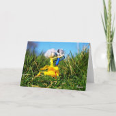 Fubby poppetjes die dansen in het gras. bedankkaart (Voorkant)