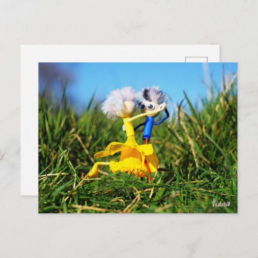 Fubby poppetjes die dansen met Narcissenjurk. Briefkaart (Voorkant / Achterkant)