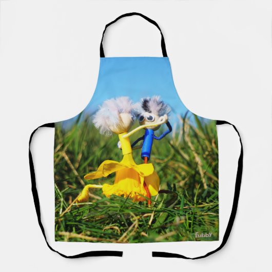 Fubby poppetjes die dansen met Narcissenjurk. Schort (Voorkant)