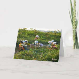 Fubby poppetjes die goocheltruc uitvoeren. bedankkaart