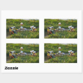 Fubby poppetjes die goocheltruc uitvoeren rechthoekige sticker (Vel)