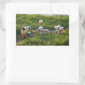 Fubby poppetjes die goocheltruc uitvoeren rechthoekige sticker (Tas)