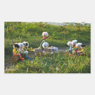 Fubby poppetjes die goocheltruc uitvoeren  rechthoekige sticker