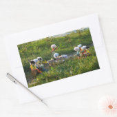 Fubby poppetjes die goocheltruc uitvoeren rechthoekige sticker (Envelop)