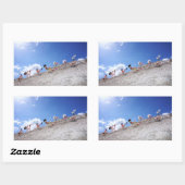 Fubby poppetjes op de skipiste, met een valpartij  rechthoekige sticker (Vel)