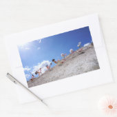 Fubby poppetjes op de skipiste, met een valpartij  rechthoekige sticker (Envelop)