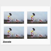 Fubby speelt buiten met dier. rechthoekige sticker (Vel)