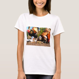 Fubby spelend met de kippen en haan. t-shirt