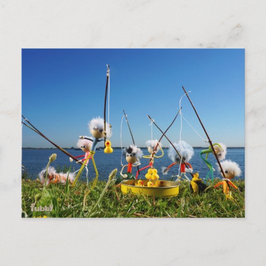 Fubby's actief met het hengelspel. briefkaart (Voorkant)