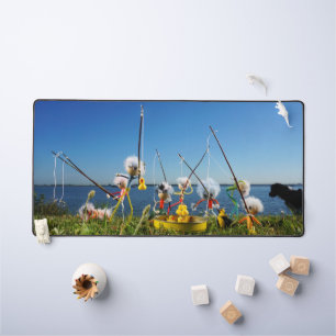 Fubby's actief met het hengelspel. bureaumat