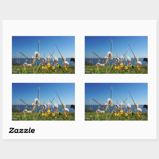 Fubby's actief met het hengelspel. rechthoekige sticker (Vel)