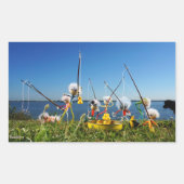 Fubby's actief met het hengelspel. rechthoekige sticker (Voorkant)