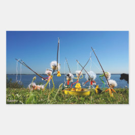 Fubby's actief met het hengelspel. rechthoekige sticker