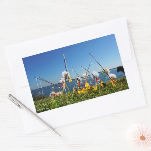 Fubby's actief met het hengelspel. rechthoekige sticker (Envelop)