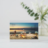 Fubby's bij kampvuur met marchmello's. briefkaart (Staand voorkant)