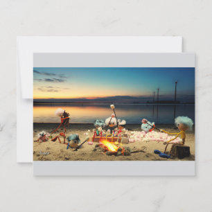 Fubby's bij kampvuur met marchmello's. briefkaart