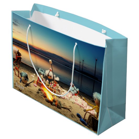 Fubby's bij kampvuur met marchmello's. groot cadeauzakje (Achterkant Gekanteld)