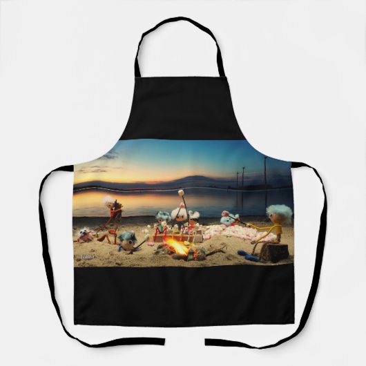 Fubby's bij kampvuur met marchmello's. schort (Voorkant)