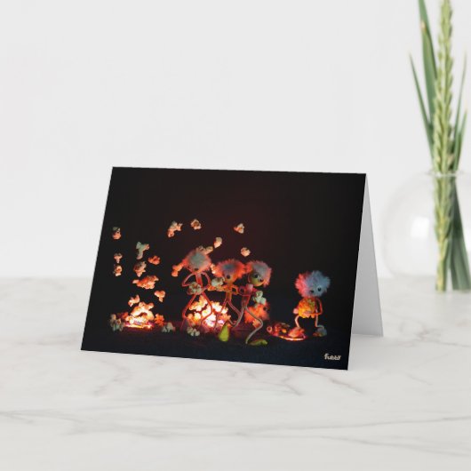 Fubby's bij popcorn explosie uit lava gaten. bedankkaart (Voorkant)